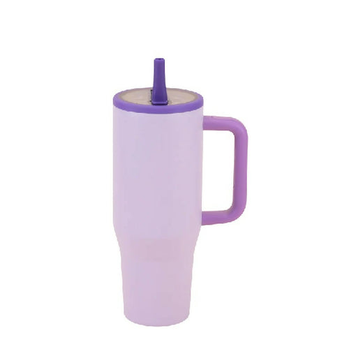 Double Wall Stainless Steel Mug with Handle and Straw